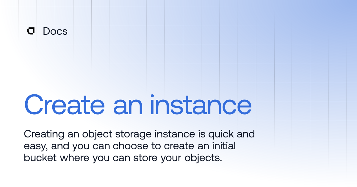 Create an instance | Products | Docs