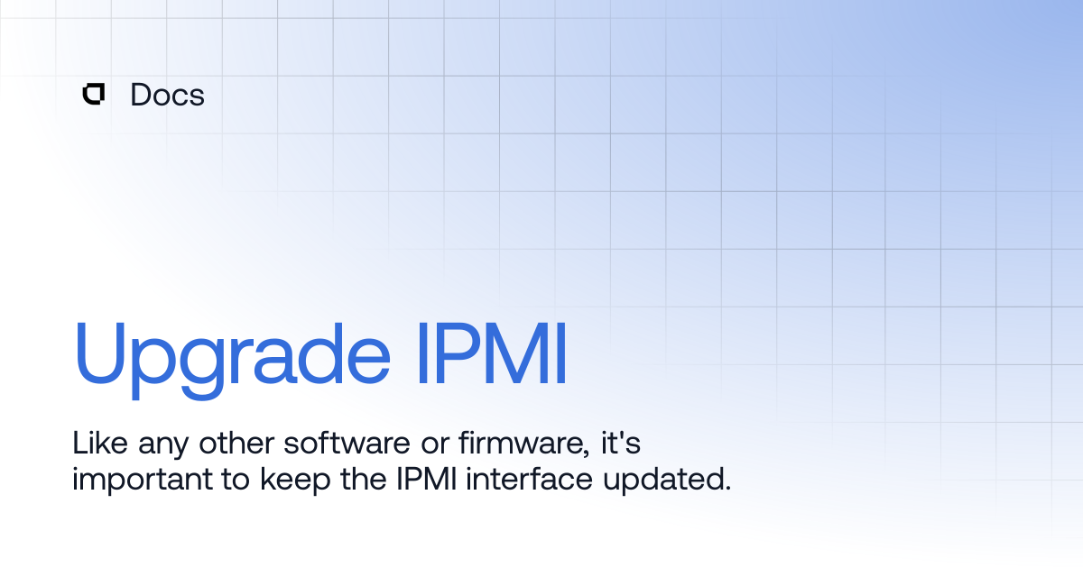 Upgrade IPMI | Products | Docs