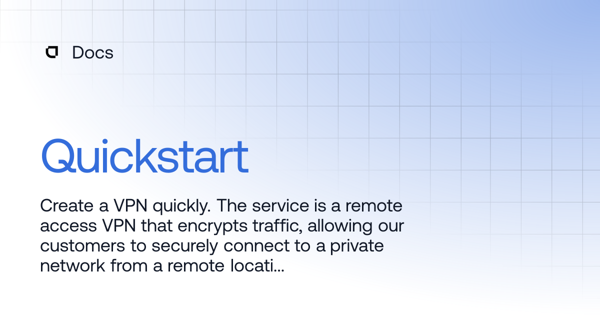Quickstart | Products | Docs