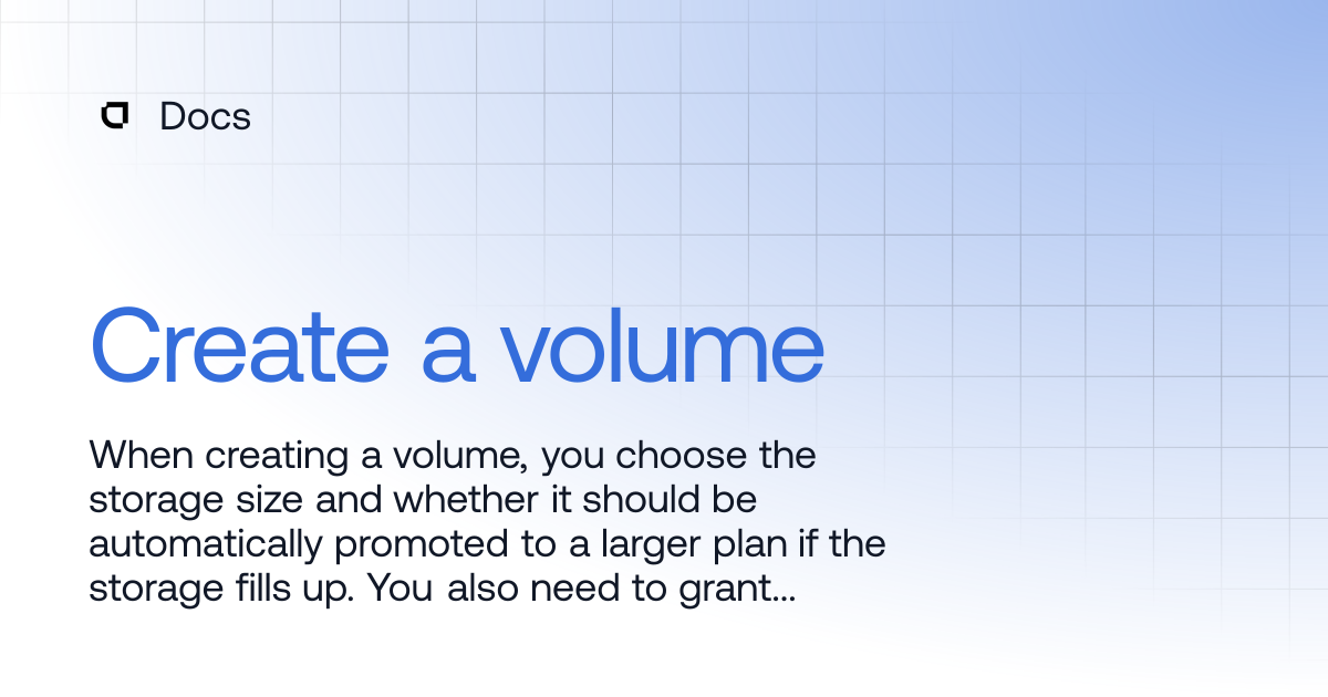 Create a volume | Products | Docs