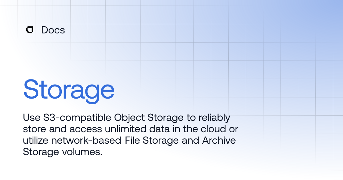Storage | Products | Docs