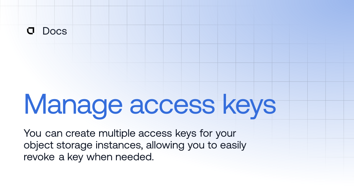 Manage access keys | Products | Docs
