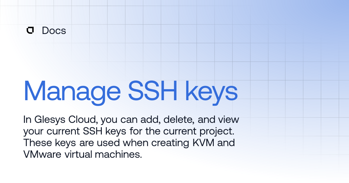 Manage SSH keys | Products | Docs